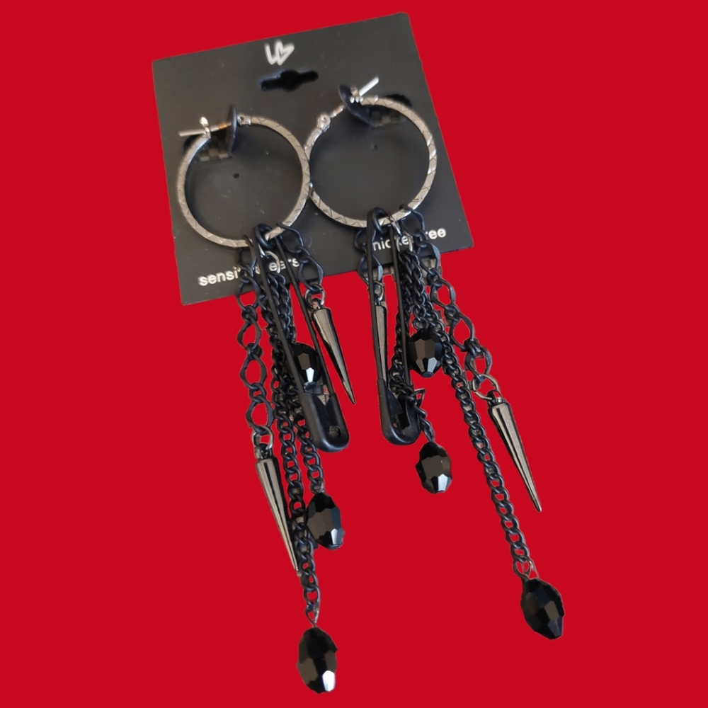 Lane Bryant Black Gothic Dangle Earrings